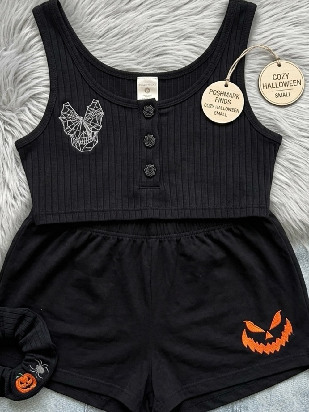 Black and Orange Women's Pajama Set - Picture 2 of 2